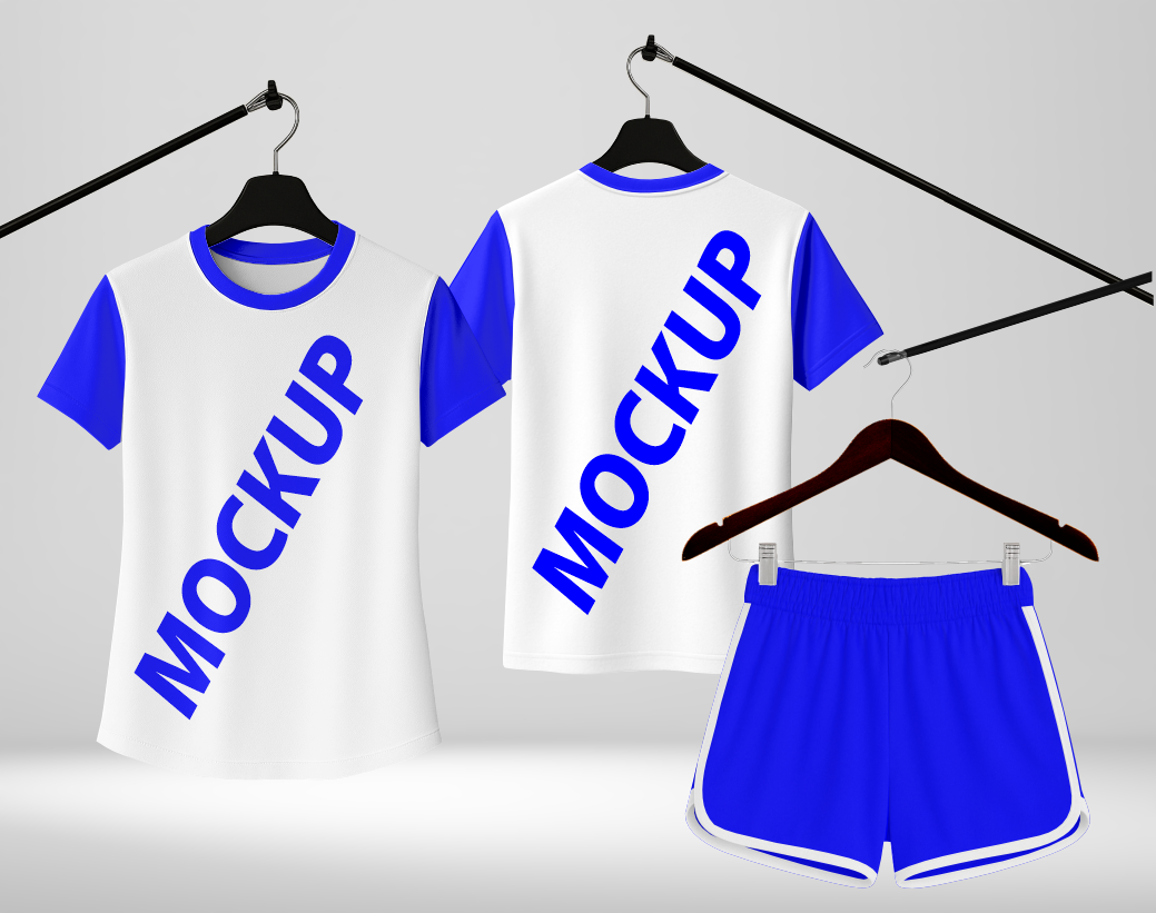 Mockup CDR Jersey Conjunto Feminino Gola Redonda