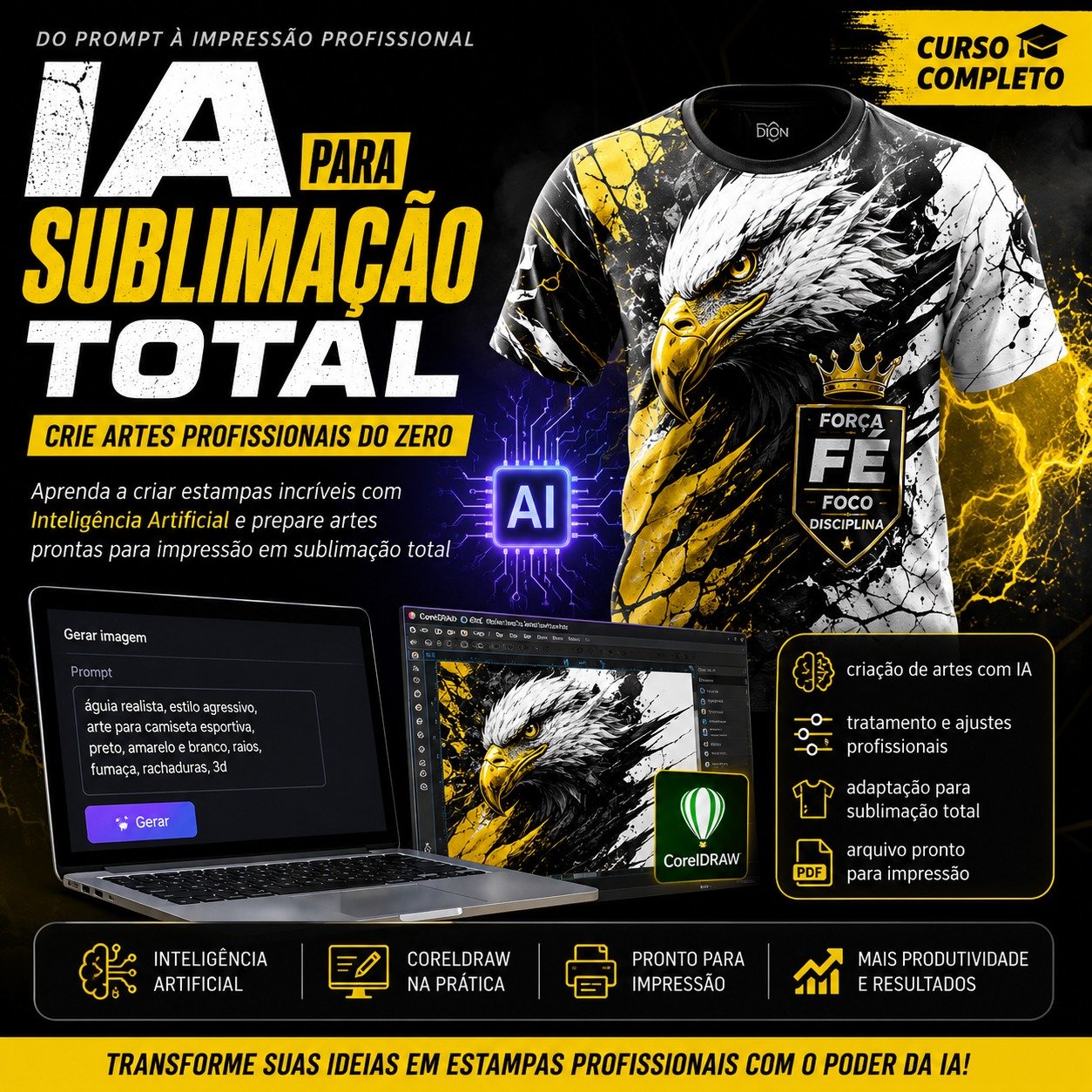 🚀 Curso Completo — IA para Sublimação Total, Silk e DTF